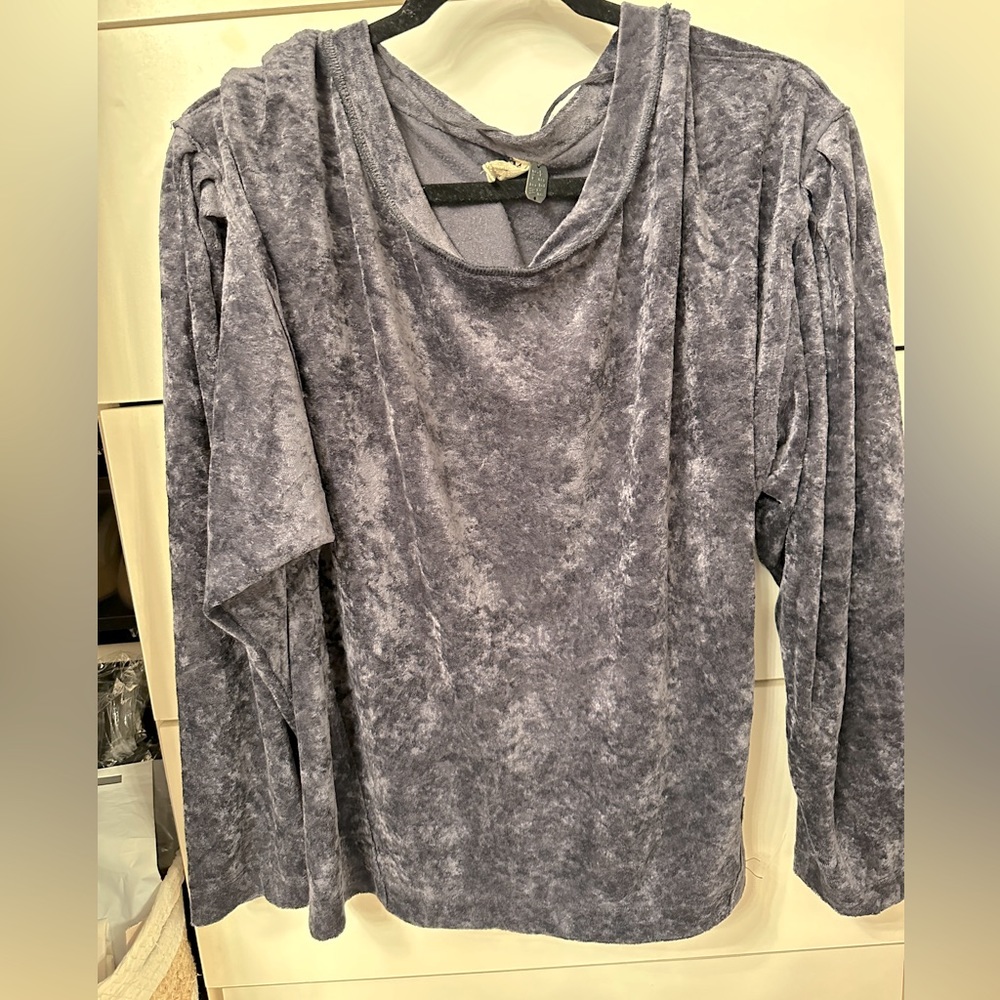 FREE PEOPLE Dark Gray Crushed Velvet Milan Pullover Top Tunic